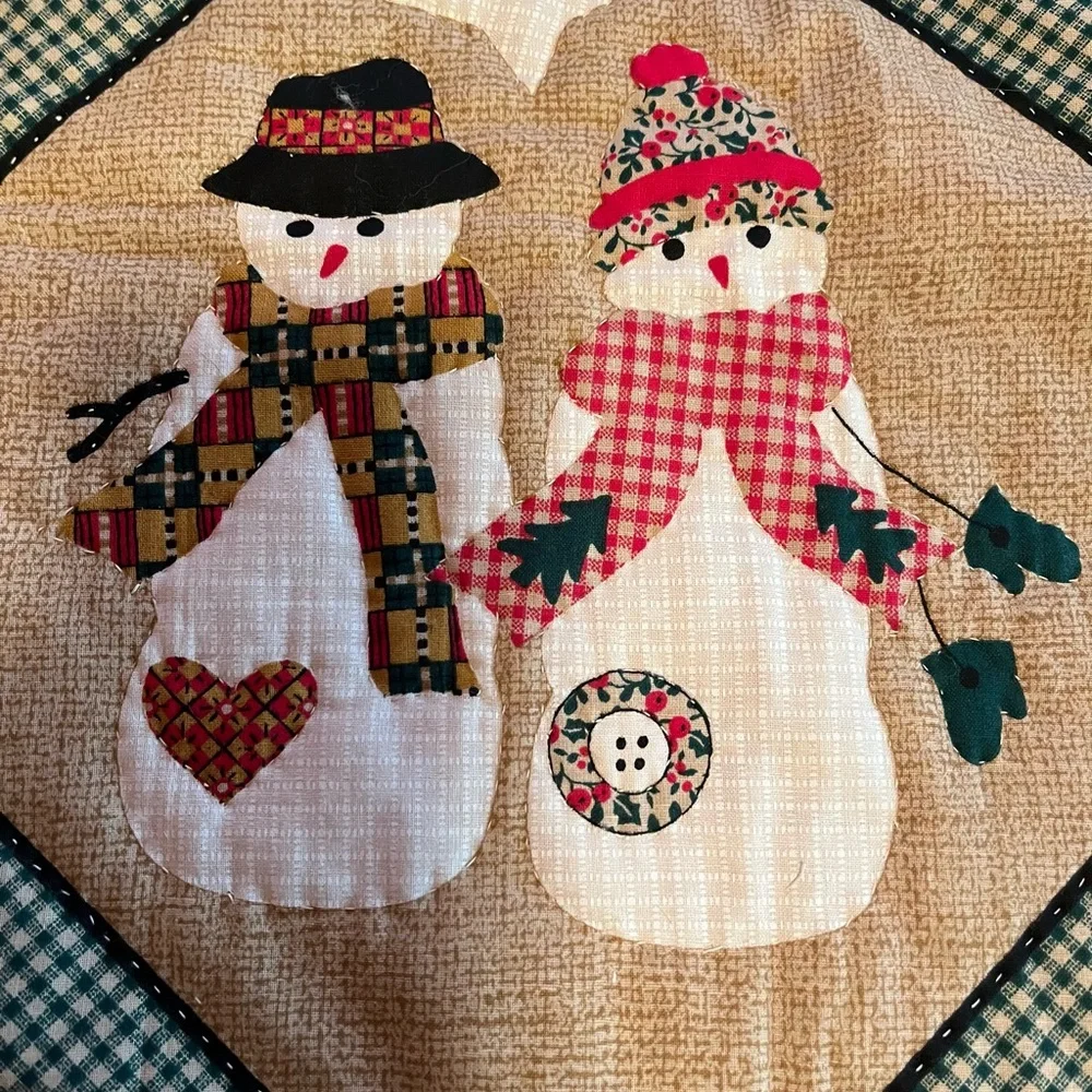Festive Holiday Quilt with Snowman and Angel Design-Handmade